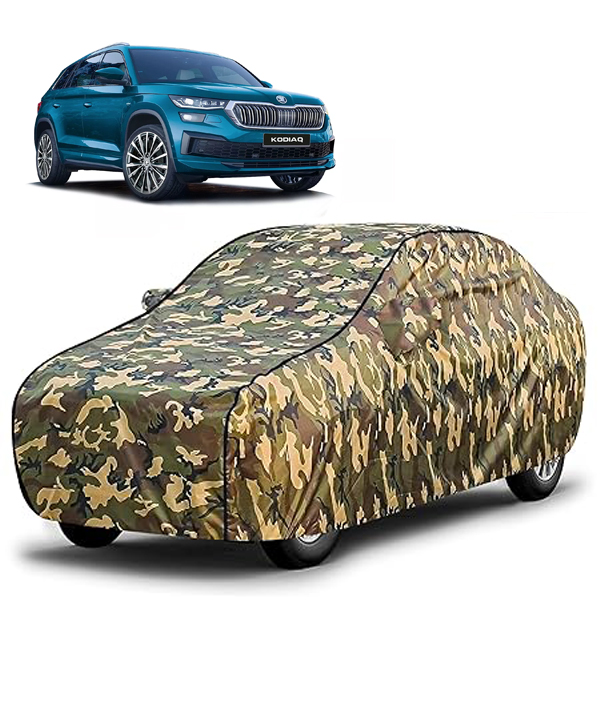 Carzex Waterproof & Heat Resistant Jungle Print Camouflage Design Car Body Cover with Mirror Pockets For Skoda Kodiaq